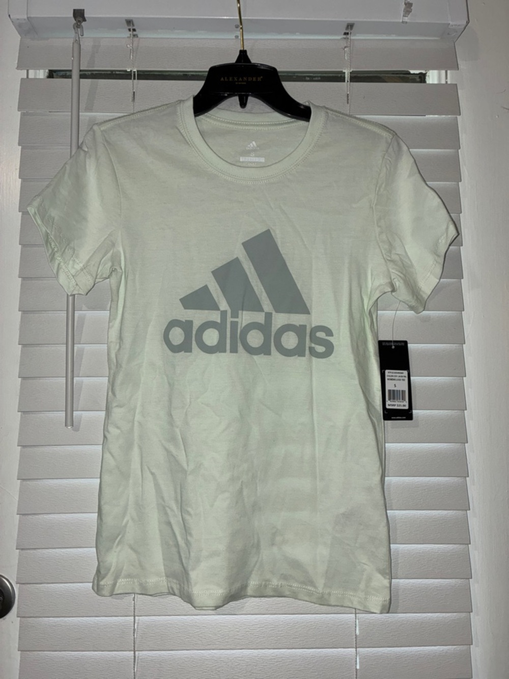 adidas Mint Green Women's Logo Tee with Gray Tag Detail
